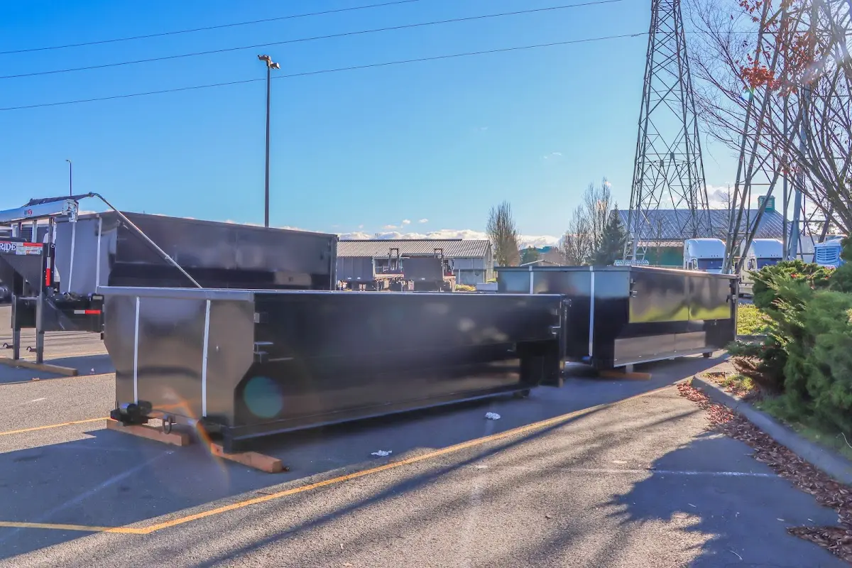 Roll-off dumpster ready for waste disposal at job site for Construction Dumpster Rental in Farmington Hills
